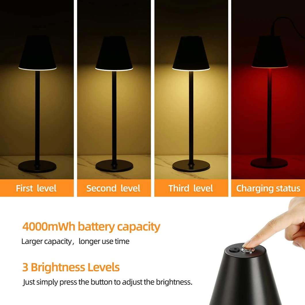 Jlp-1130 Modern LED Cordlesstable Lamp, Rechargeable Battery Desk Lamp Wireless Table Lamp